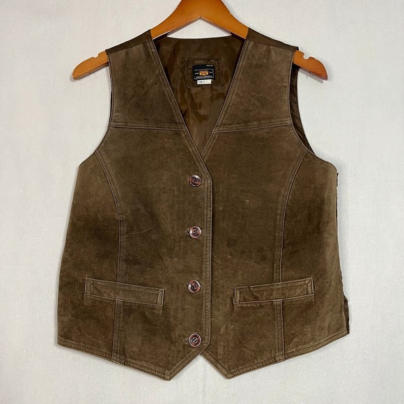 Route 66 Original Clothing Co Brown Suede Leather Vest Western Biker - Size M - Picture 2 of 7